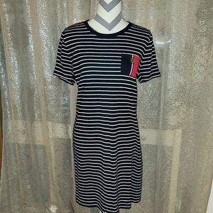 Tommy Hilfiger Navy Blue Striped Shirtdress